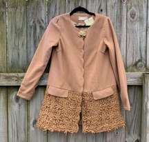 NWT Anthropologie A’reve Tan Lace Pea Coat Jacket