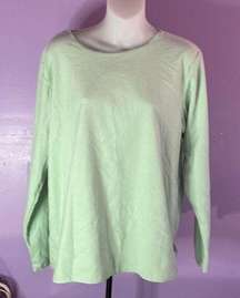 CAROLE Hochman Long Sleeve Super Soft Pale Green Blouse Size Medium