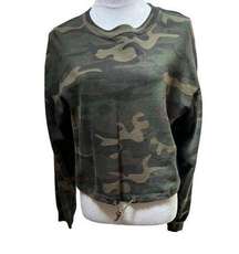 R D Style Green Camo Crop  Preppy Sweatshirt Size S