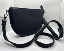 Thirty-One Jewell Half Moon Black Leather Crossbody