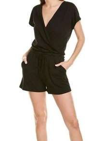 Michael Stars Women’s Small Black V-Neck Short Sleeve Romper with Pockets