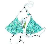 NWT Revolve VDM The Label Blair Triangle Bikini Top Green Swirl Polka Dot Large