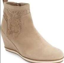 Geox Illusion Perforated Suede Wedge Bootie