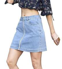 Newbury Kustom Light Wash Denim Mini Skirt