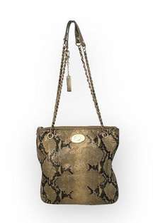 DKNY ᪥ Crossbody Leather Convertible Bag ᪥ Double Chain ᪥ Metallic Python Print