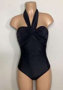 New. Pilyq black bandeau multi-way swimsuit with tummy control