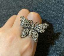 Gucci silver butterfly motif ring size M