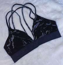 Victoria's Secret PINK Black Strappy Velvet Bralette Size Medium