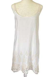 women's medium off white eyelet cutout fully lined summer dress