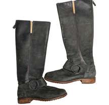 Olukai Holo Lio II Gray Leather Knee High Equestrian Flat Harness Tall Boots 7