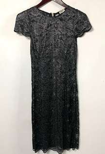 L’AGENCE Black & Silver Sheer Floral Dress