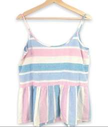 Southern Tide - Nadya Striped Peplum Cami Top  - S