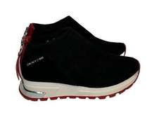 DKNY Womens Black/Red Stretch Knit Mylo Zip Up Sneakers Size 7.5 EU 38B