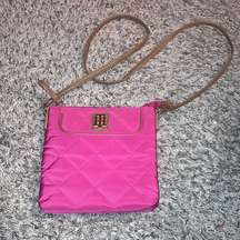 Magenta Pink Nylon Quilted  Crossbody Purse