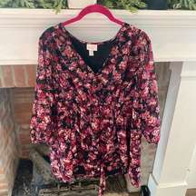 Isabel Maternity size Large Floral Rouched Large Blouse