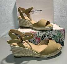 Tommy Bahama Caisy Women's Espadrille Wedge Sandals Size 8 1/2 Leather Tan