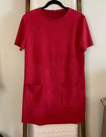 NWOT  raspberry red soft textured two pocket shift dress