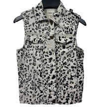 Dolled Up Gray and Black Animal Print Denim Vest Size Small