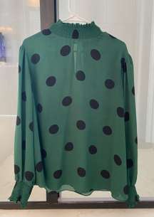 Green and Black Polka Dot Blouse