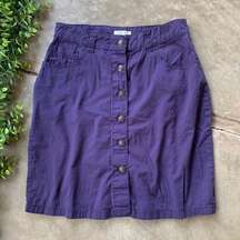 Per Se Carlisle Cotton Buttoned Pencil Skirt Indigo Blue-Purple Size 8