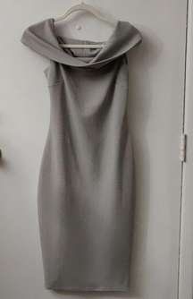 BooHoo Gray Off Shoulder Cut Out Dress Size 10 Hourglass