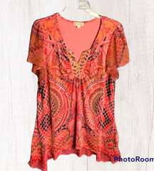 Multi colors & Designs Blouse w Sheer Sleeves And Sequins Wm 1X