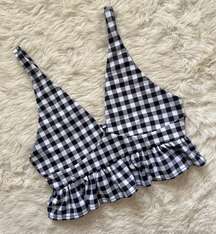 Bra Top Bella Gingham Ruffle Black White M