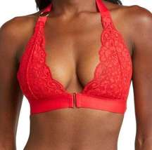 We are HAH Groupie Lace Halter Bralette Front Closure Red Medium NEW