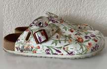 Birkenstock Papillio  Boston Clogs Women Size 43/US 10 White Floral Slip On Shoes