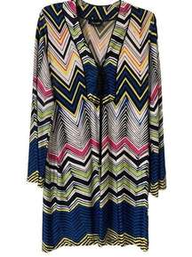 Analili Dress Zig Zag Bright Colors Retro Size Large (E14)