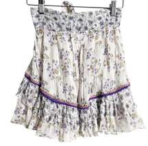 Poupette St Barth Ruffled Floral Print Tie Waist Mini Skirt Size 2