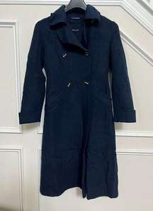 Women's MAX MARA Weekend Wool Double Breasted Coat Overcoat S Navy