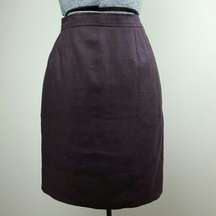 Yves Saint Laurent Pencil Skirt EU 44 Vintage Wool Flax Purple Designer Luxury