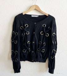 Opening Ceremony Grommet Cardigan Sweater in Black