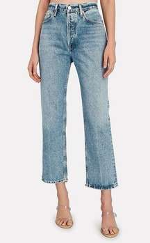 Lana Cropped Straight-Leg Jeans Button Fly 100% Organic Cotton Size 28