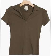 NWT Industry Republic Clothing Olive Cotton Polo Shirt women’s size XL