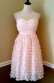 London Dress Co ModCloth Pale Pink Flower Appliqué Strapless Formal Dress Size 4