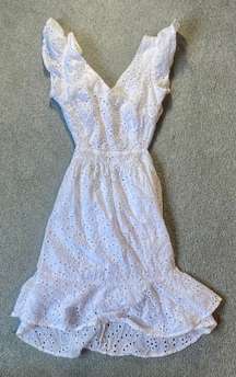 Cutout Maxi Dress Embroidered White