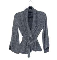 Dark Heather Gray Wrap Front Belted Cardigan