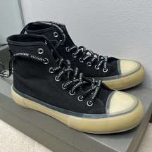 All Saints: Black High Top Sneakers logo laces