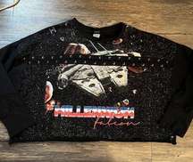 STAR WARS Millennium Falcon L/S Graphic Crop Top Sweatshirt Black Women's XXL 2X