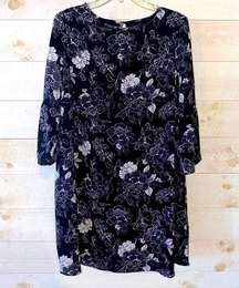 ISABEL MATERNITY Women’s Black & White Floral Bell Sleeve Shift Dress Size M