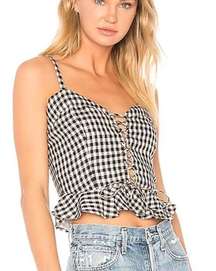 Lovers + Friends Stacey Gingham Tank M Revolve Linen