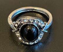 Black onyx silver plated ring size 5.5