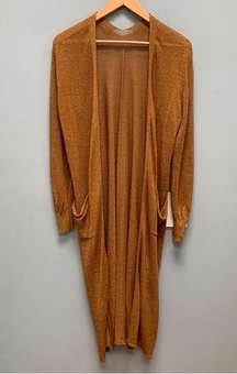 The Row Long Open Front Cardigan Duster in Brown Linen Blend S / M