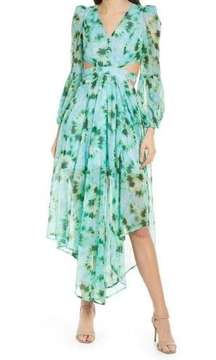 Rahi Willa Cutout Long Sleeve Dress in Lime Tie Dye Print size Medium