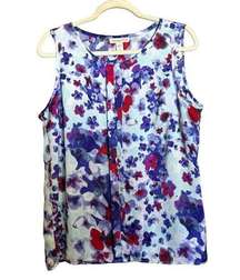 Coldwater Creek Top Womens Large 14 Multicolor Artsy Abstract Sleeveless Blouse