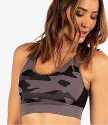 Koral Womens Size S Black Grey Sparrow Seamless Sports Bra Gym Camo Compression