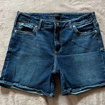 Silver Womens Elyse Short Blue Denim Western Glove Works Shorts Sz 32