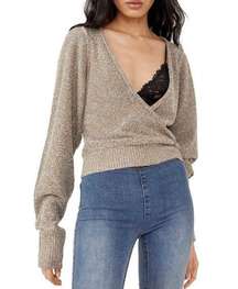 NWT‎ Free People Going for Gold Wrap Sweater in Gold